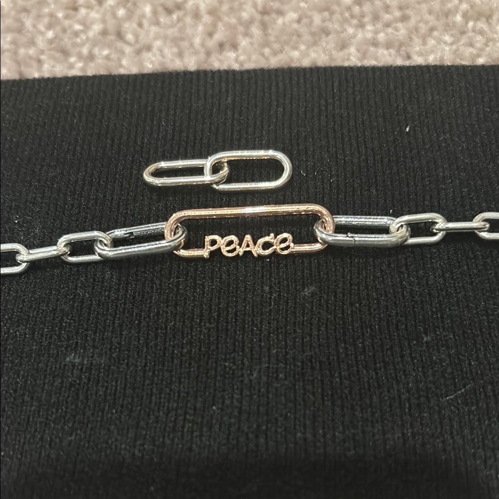 Pandora Silver and Gold Chain Bracelet with Personalized Charm - Picture 2 of 4